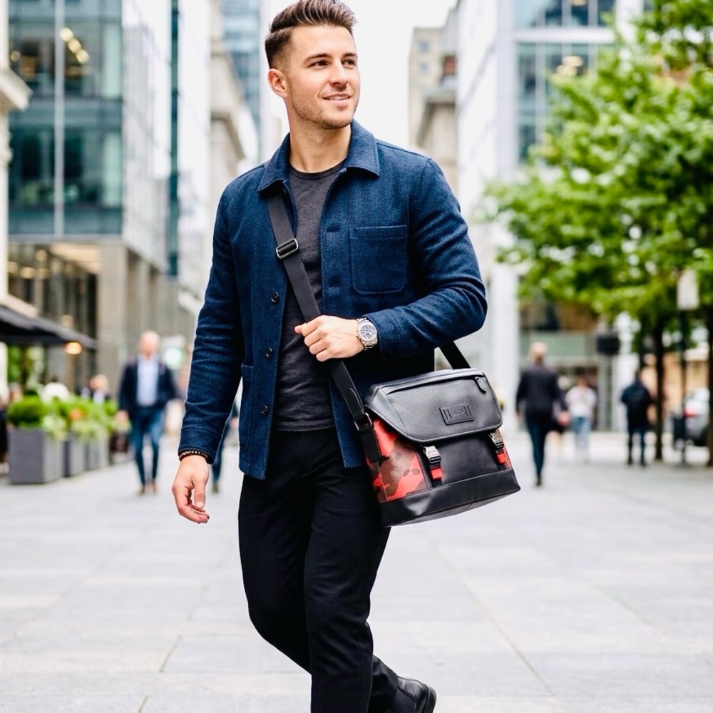 Coach Ranger Pocket Messenger bag, Camo red and red colorblock